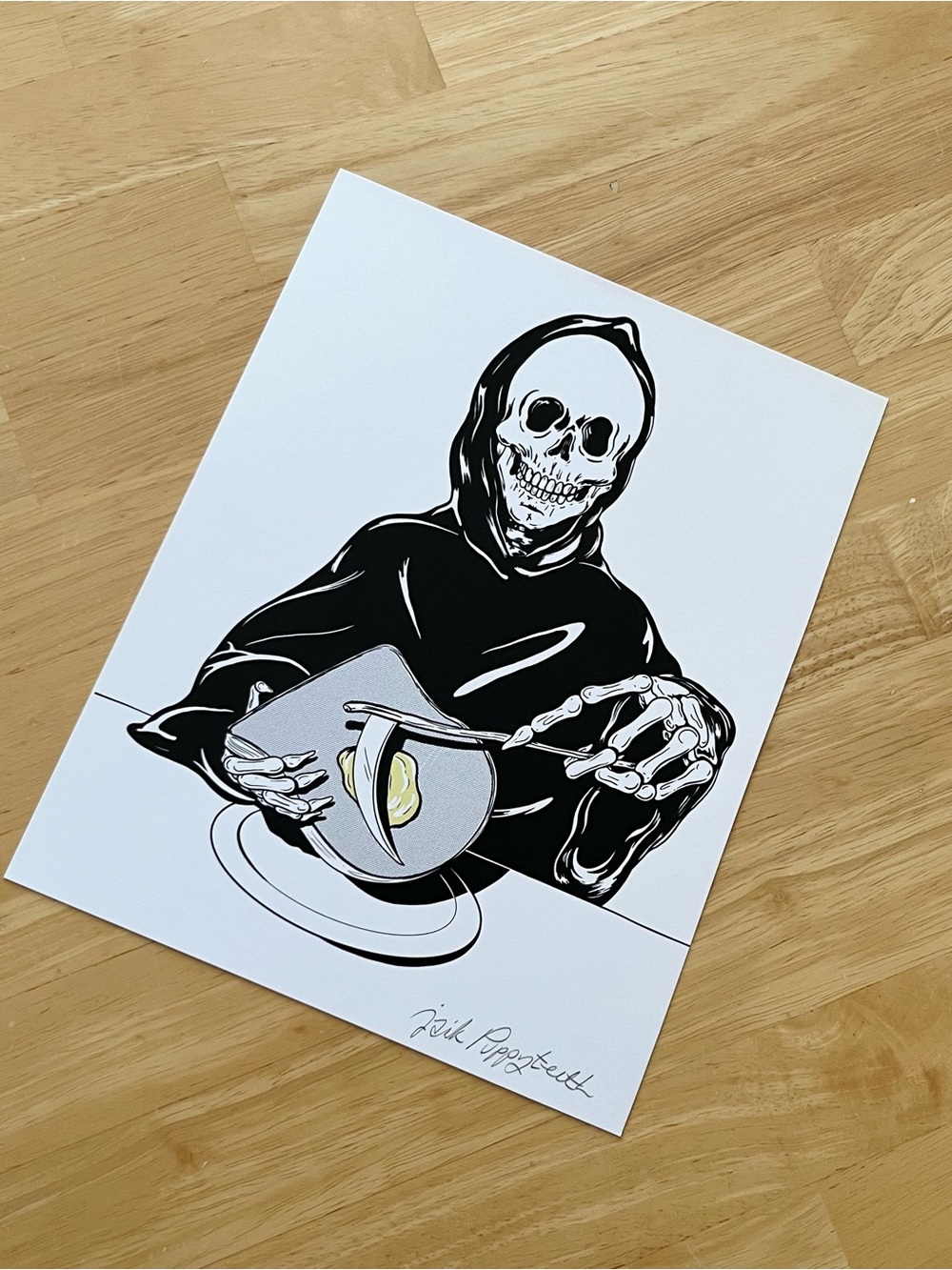 Signed 8x10 Black Grim Reaper Art Print by artist Jaik Puppyteeth